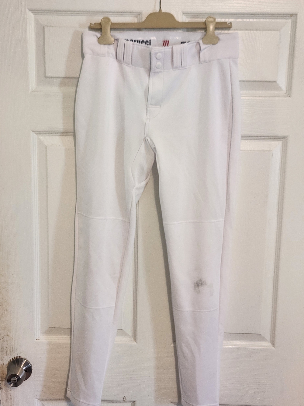 Men's White Baseball Pants with Belt Loops